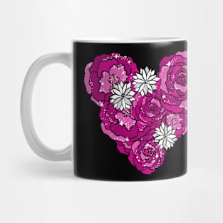 Pink Heart of Roses and Daisies Mug